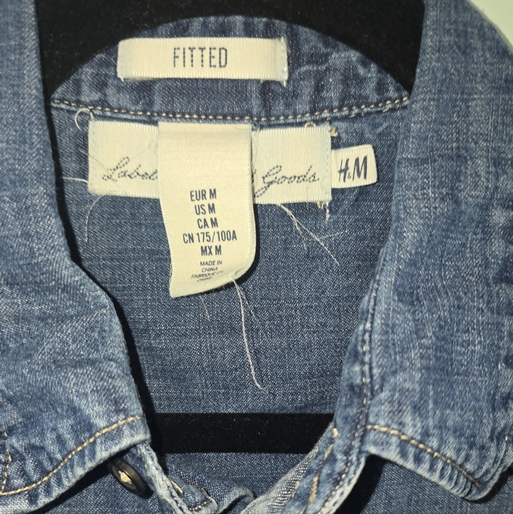 H&M Denim Western Country Pearl Snap Button-Down Shirt Nashville - Picture 2 of 7